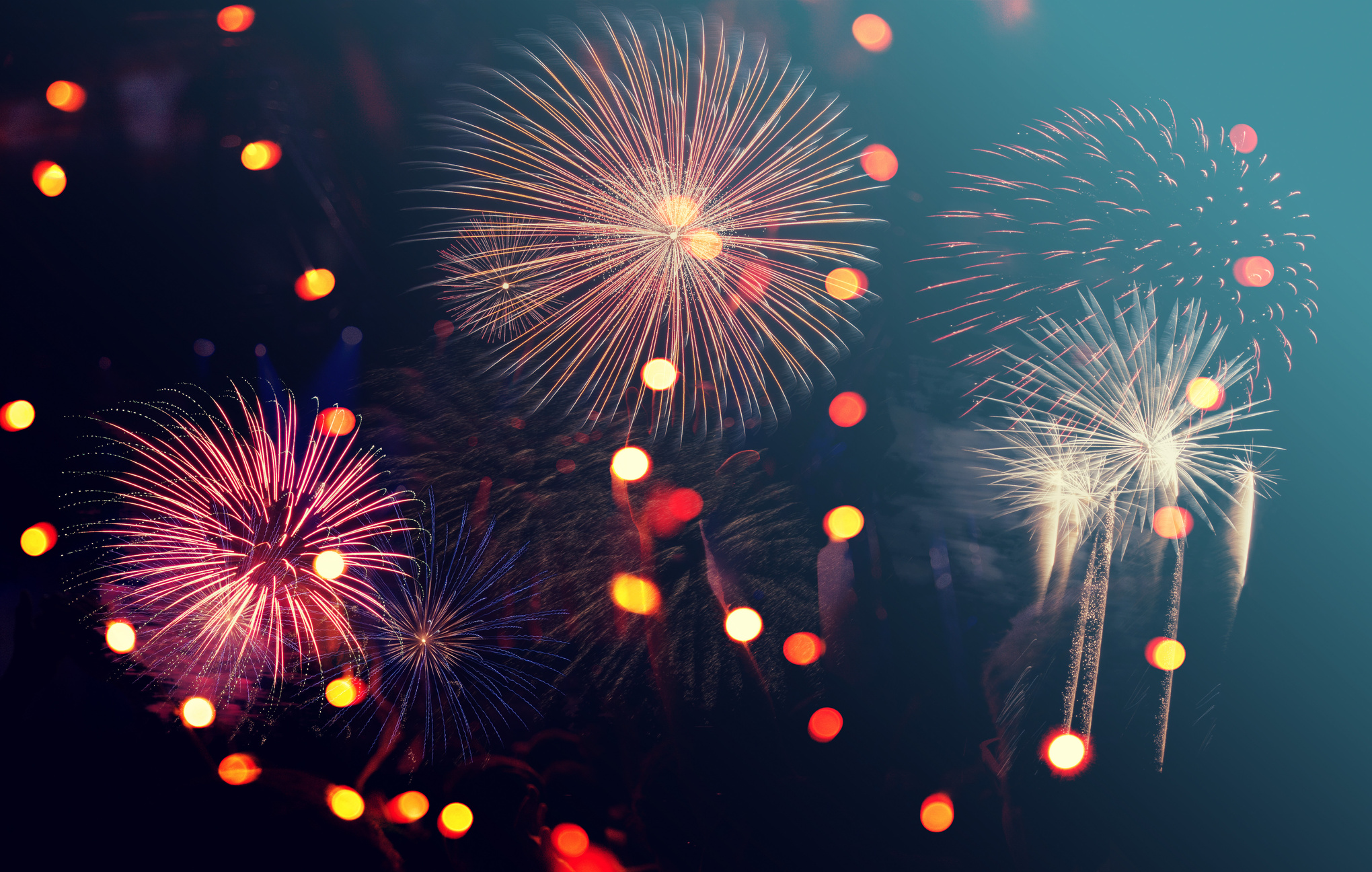 New Year fireworks, Happy New Year card